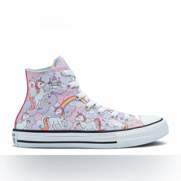 Big girls / junior size 6 Converse high top “Neon Unicorn” sneakers - Picture 1 of 9